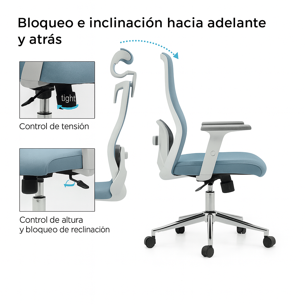 Silla de Oficina Ergonómica Sammy-MG con Respaldo Medio