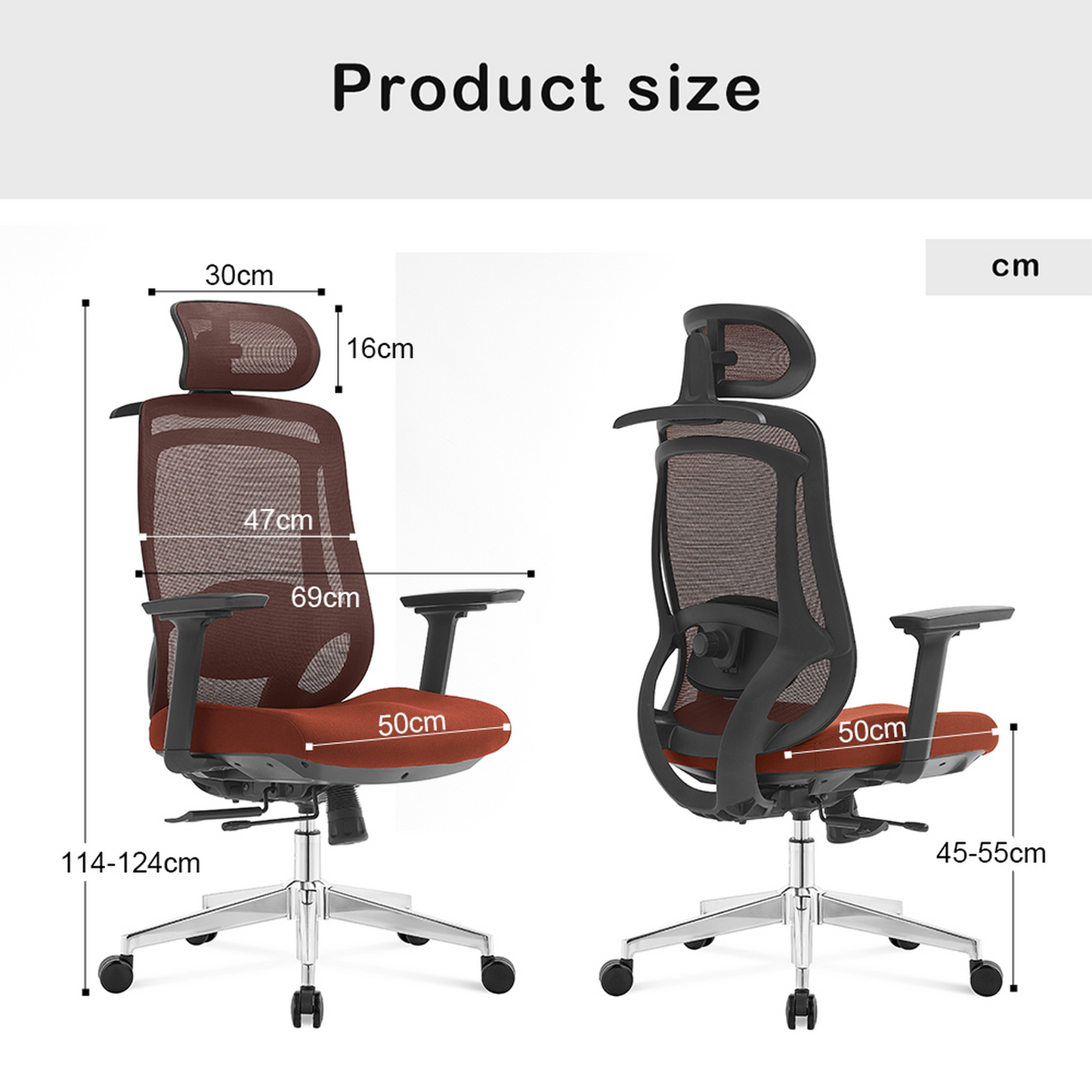 Silla de Oficina Ergonómica Icon-H Plus con Soporte Lumbar 2D