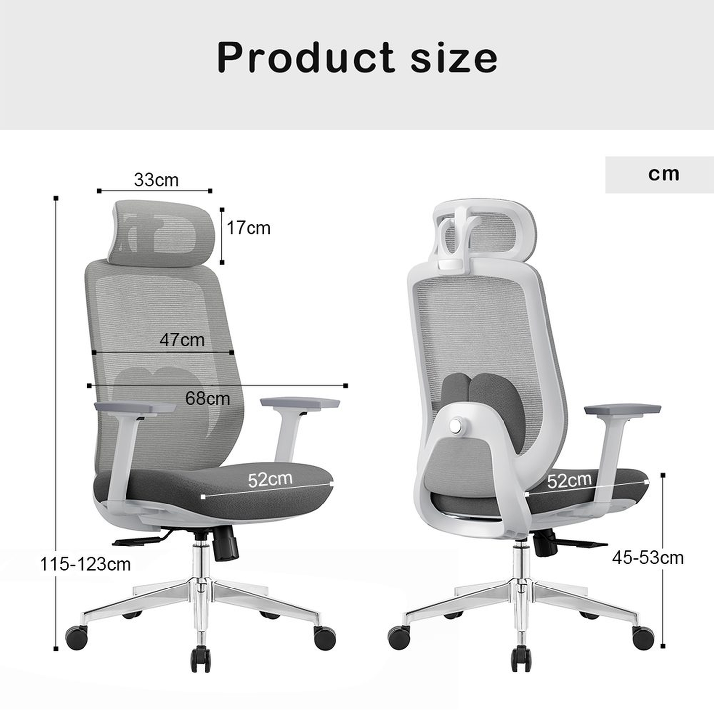 Silla de Oficina Ergonómica Vela-HW con Soporte Lumbar 2D