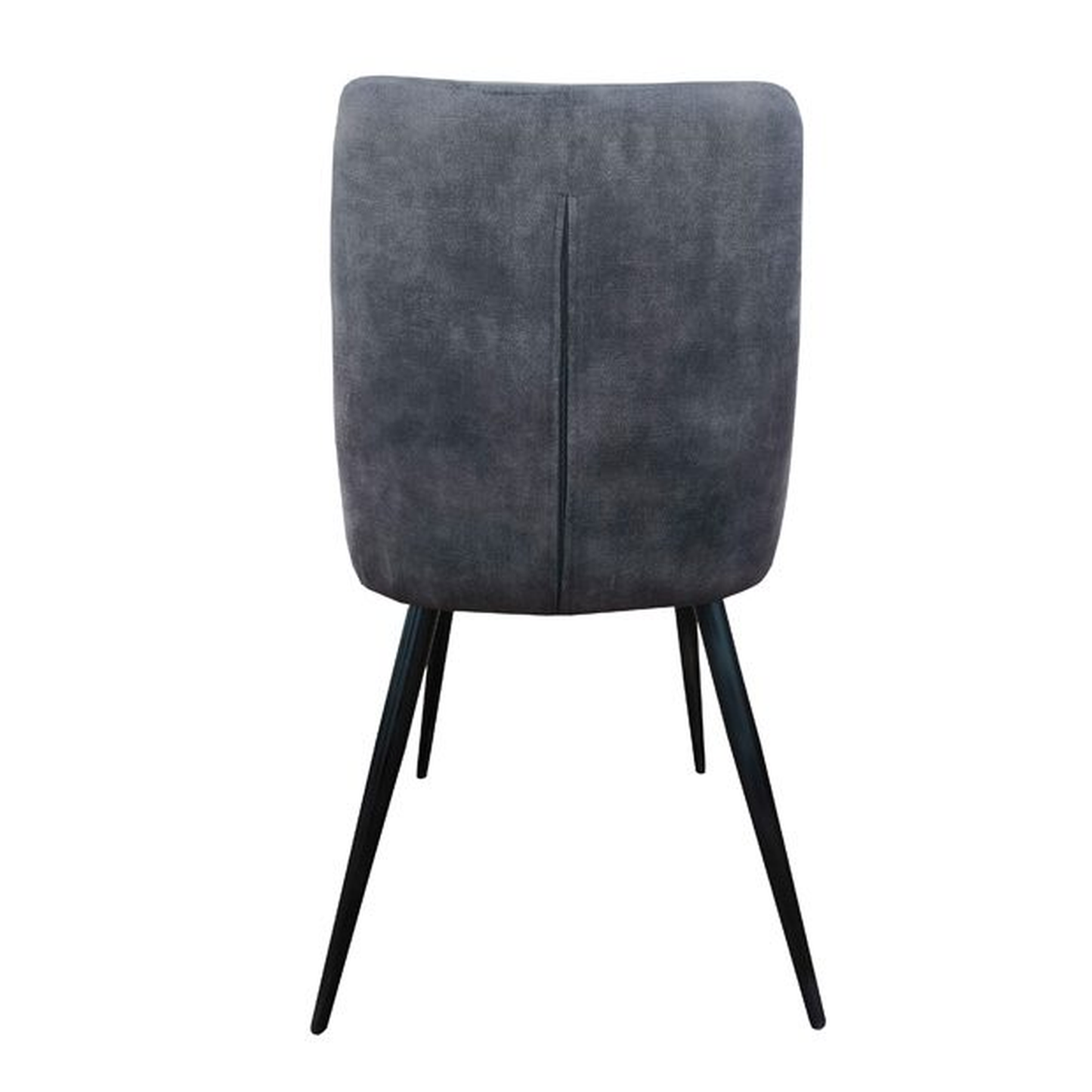 Silla de comedor con reposabrazos, tapizada con acabado terciopelo en gris y patas metálicas color negro. Un diseño moderno, sencillo y práctico.