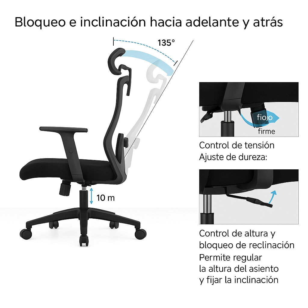 Silla de Oficina Ergonómica Sammy-H con Soporte Lumbar