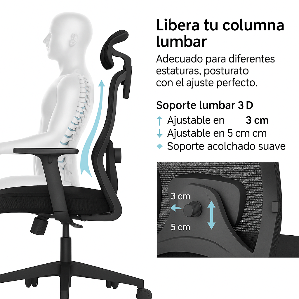 Silla de Oficina Ergonómica Sammy-H con Soporte Lumbar