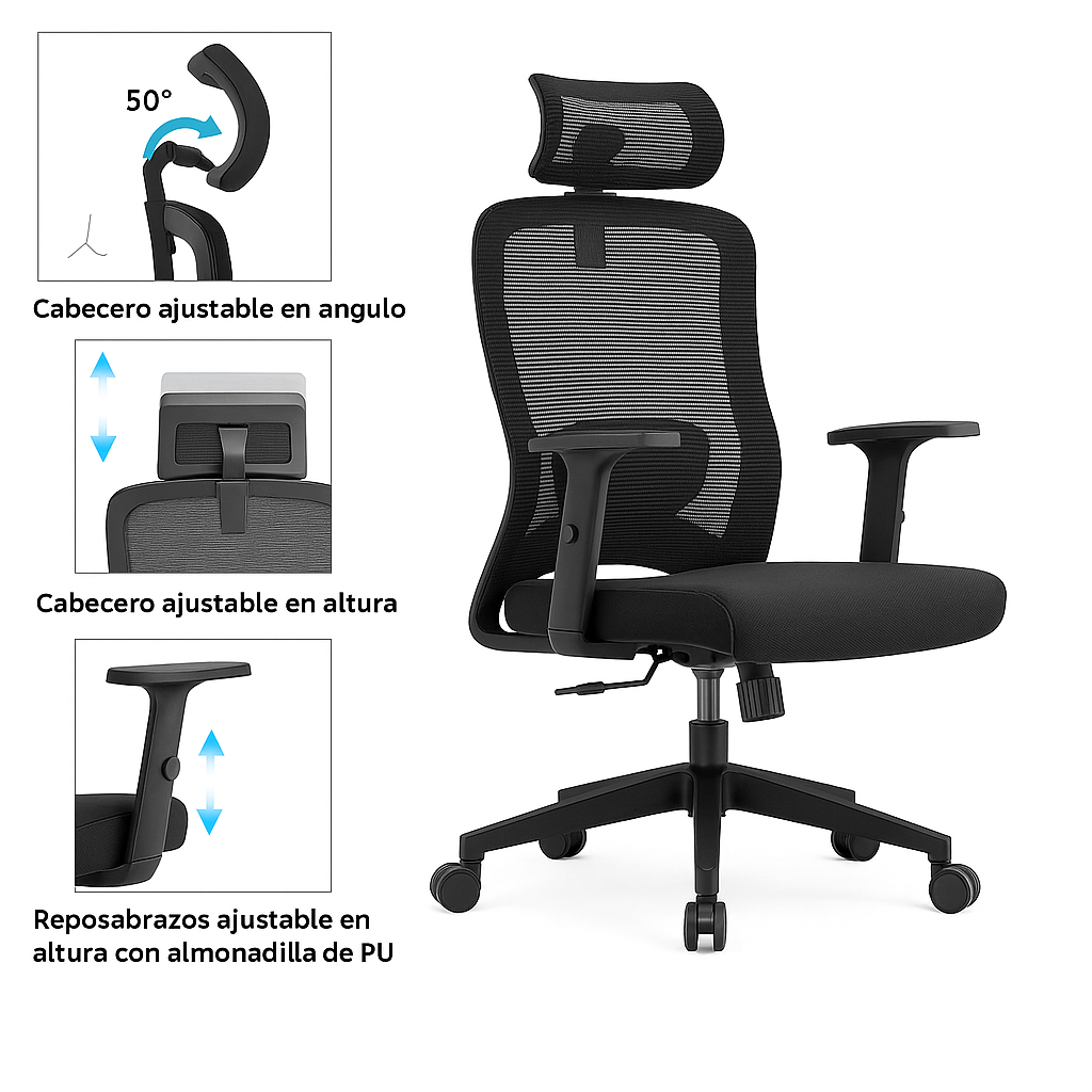 Silla de Oficina Ergonómica Sammy-H con Soporte Lumbar