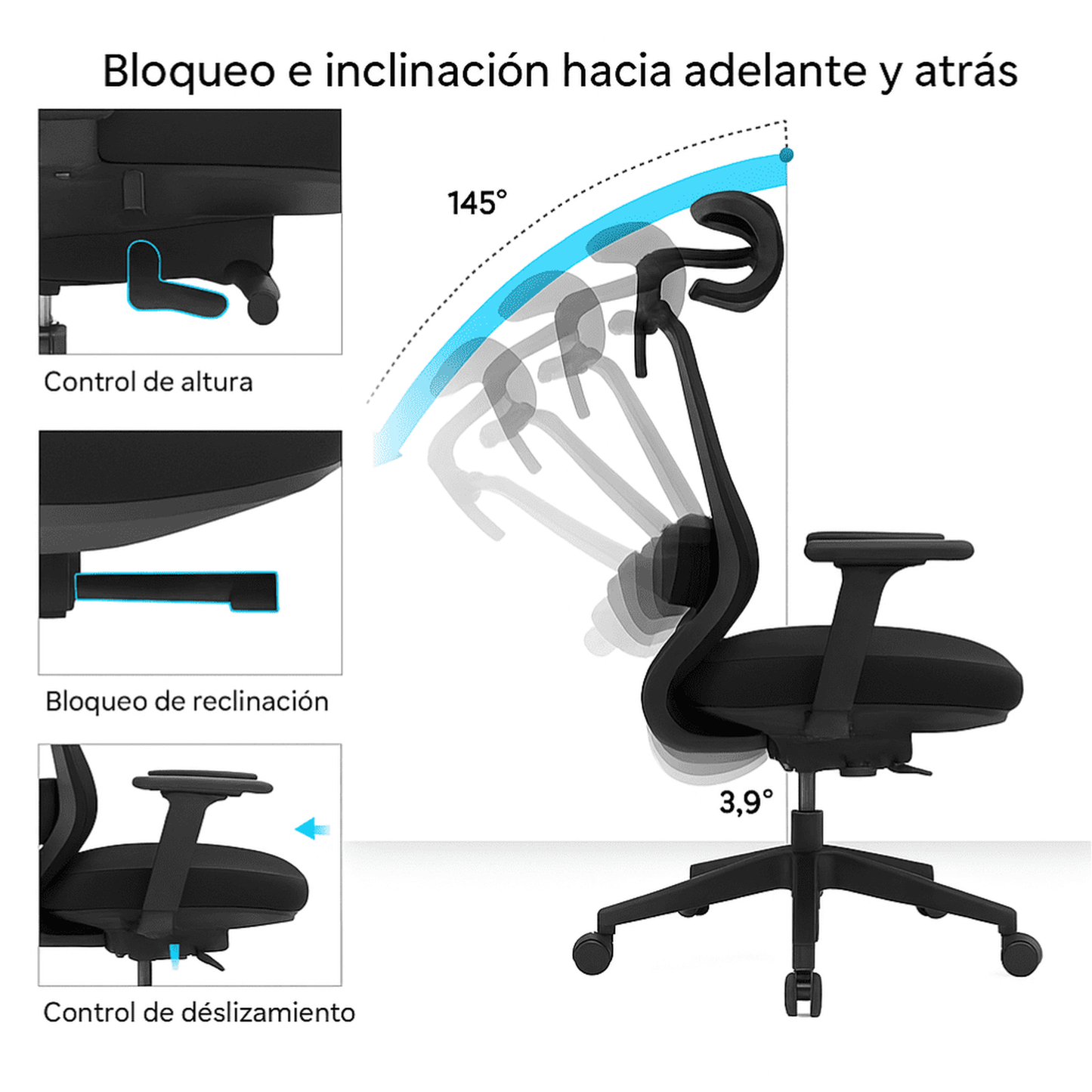 Silla de Oficina Ergonómica Syno-H con Masaje Lumbar Eléctrico