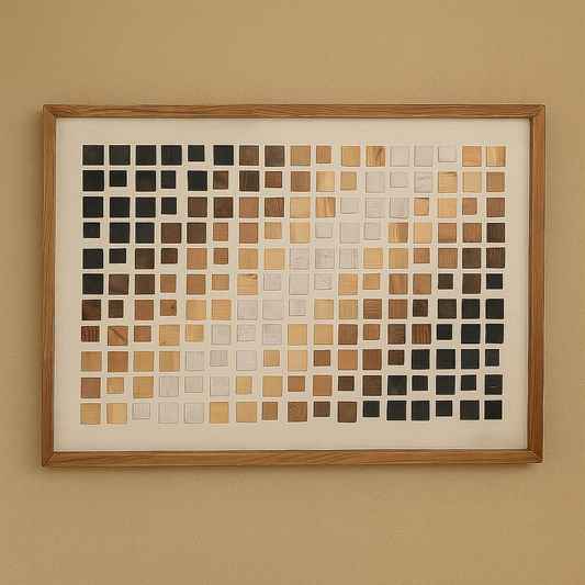 Cuadros con texturas en madera de pino reciclada.