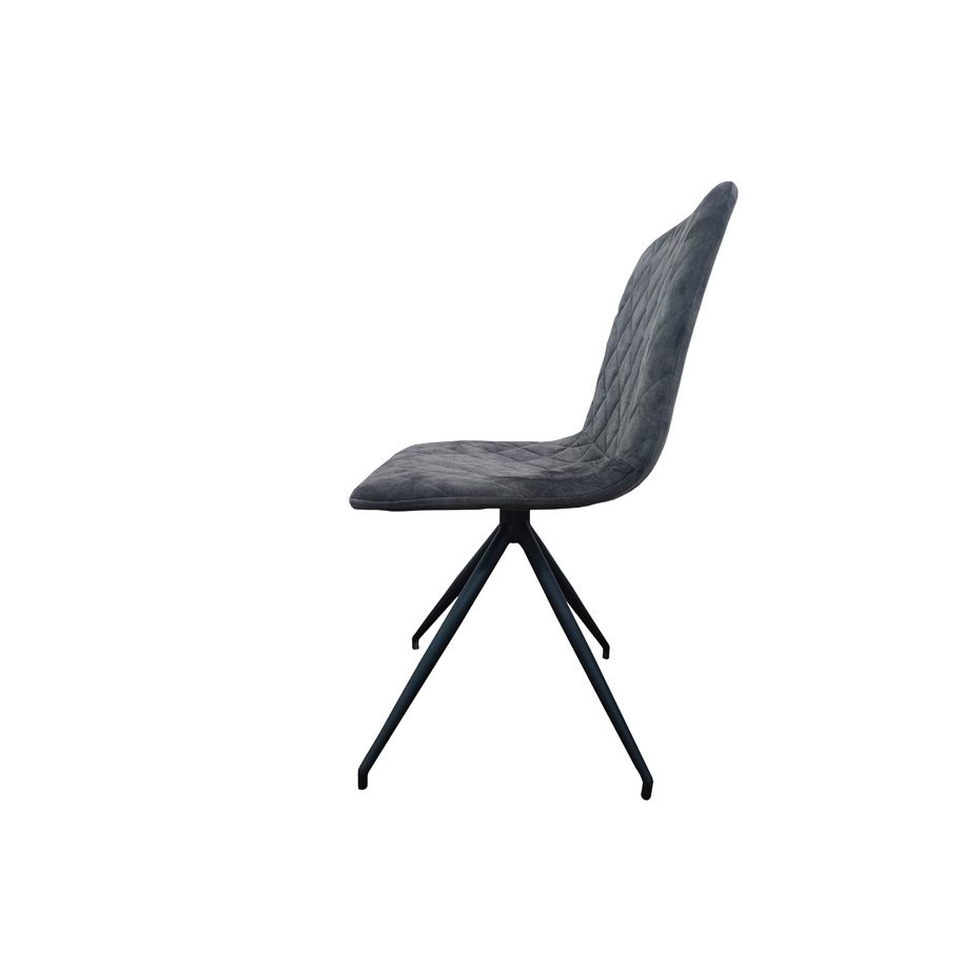 Silla de comedor velvet gris con patas metálicas. Este diseño combina el tacto aterciopelado del asiento con unas patas metálicas en color negro.