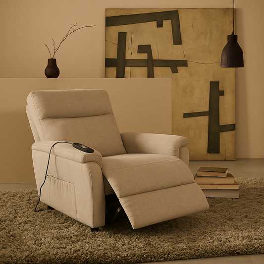 Descubre el sillón relax elevable Celyon en gris. Confort ergonómico, diseño moderno y medidas 77×87×100 cm para un descanso sin esfuerzo.