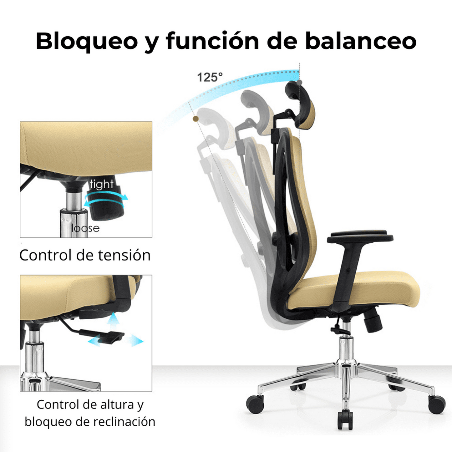 Silla de Oficina Ergonómica Prima-K con Soporte Lumbar 2D