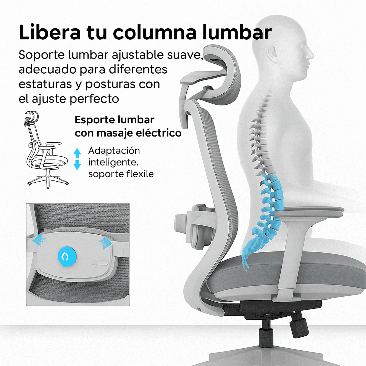 Silla de Oficina Ergonómica Syno-HG con Masaje Lumbar Eléctrico
