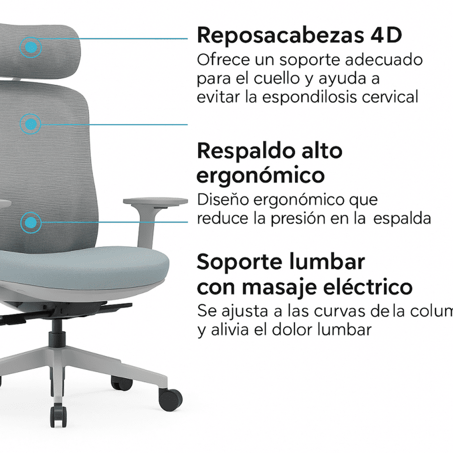 Silla de Oficina Ergonómica Syno-HG con Masaje Lumbar Eléctrico
