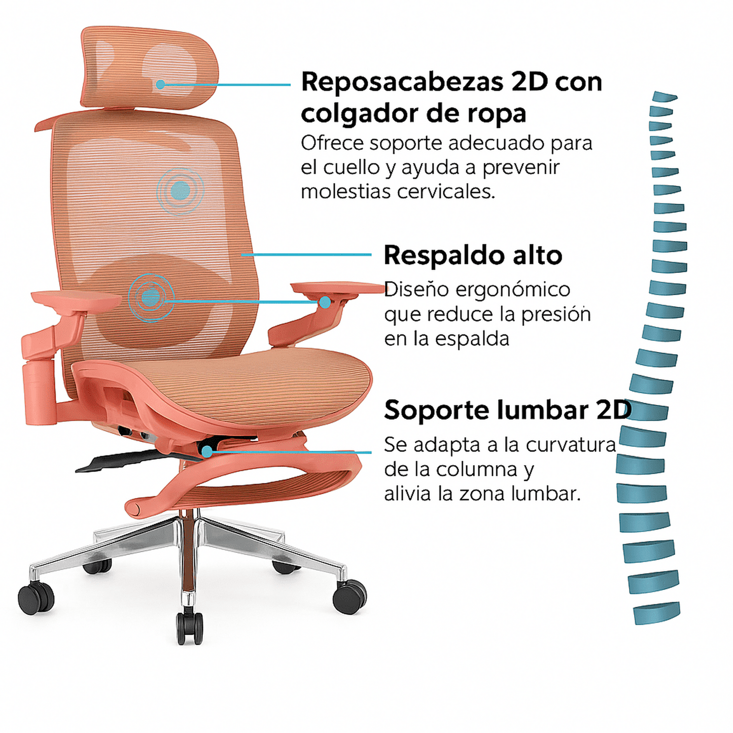 Silla de Oficina Ergonómica Icon-HRMF Plus con Reposapiés