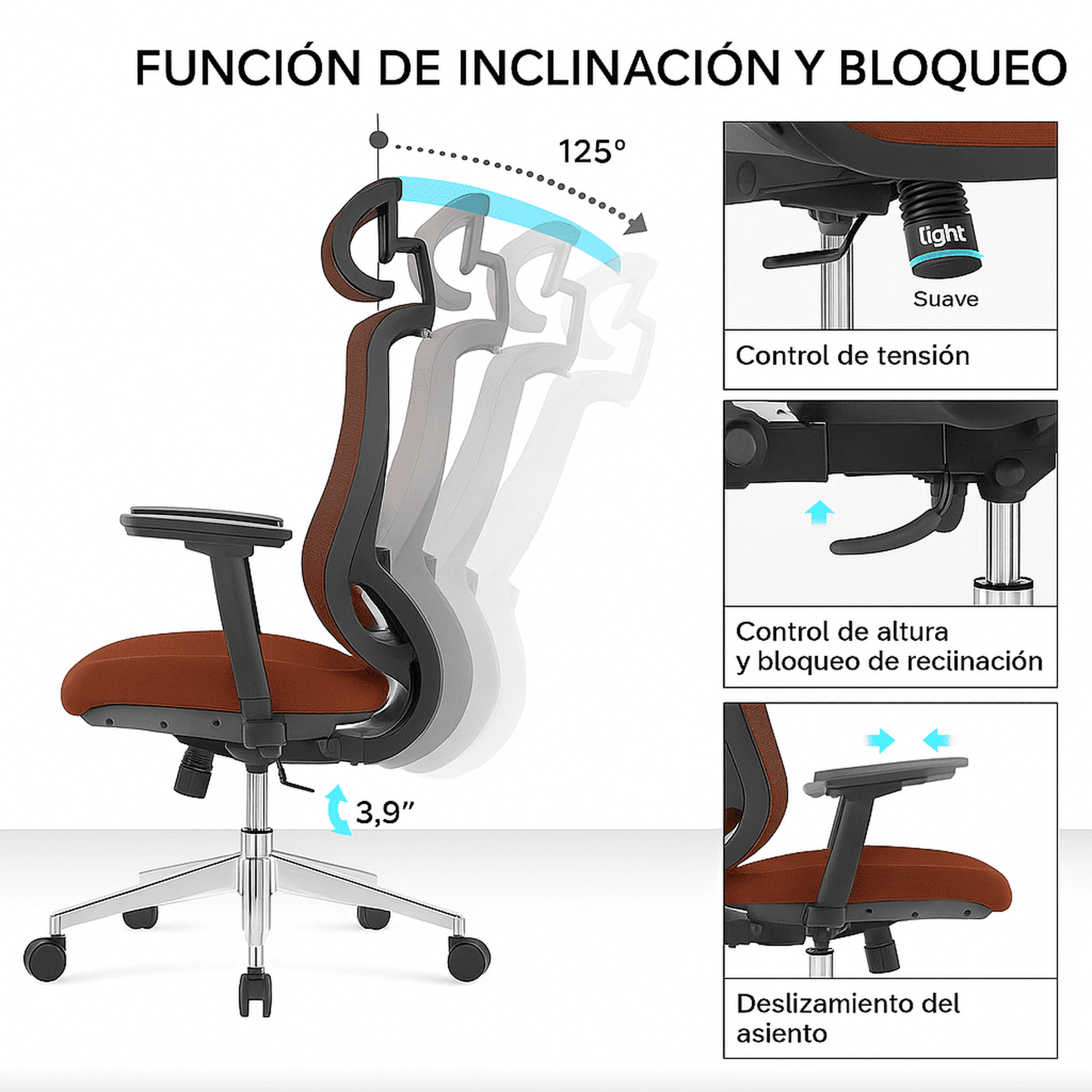Silla de Oficina Ergonómica Icon-H Plus con Soporte Lumbar 2D