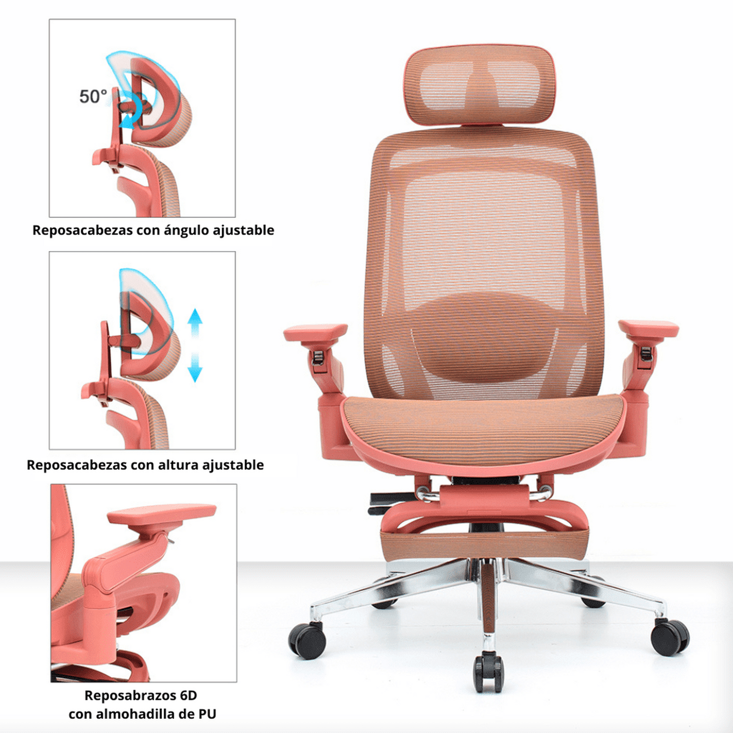 Silla de Oficina Ergonómica Icon-HRMF Plus con Reposapiés