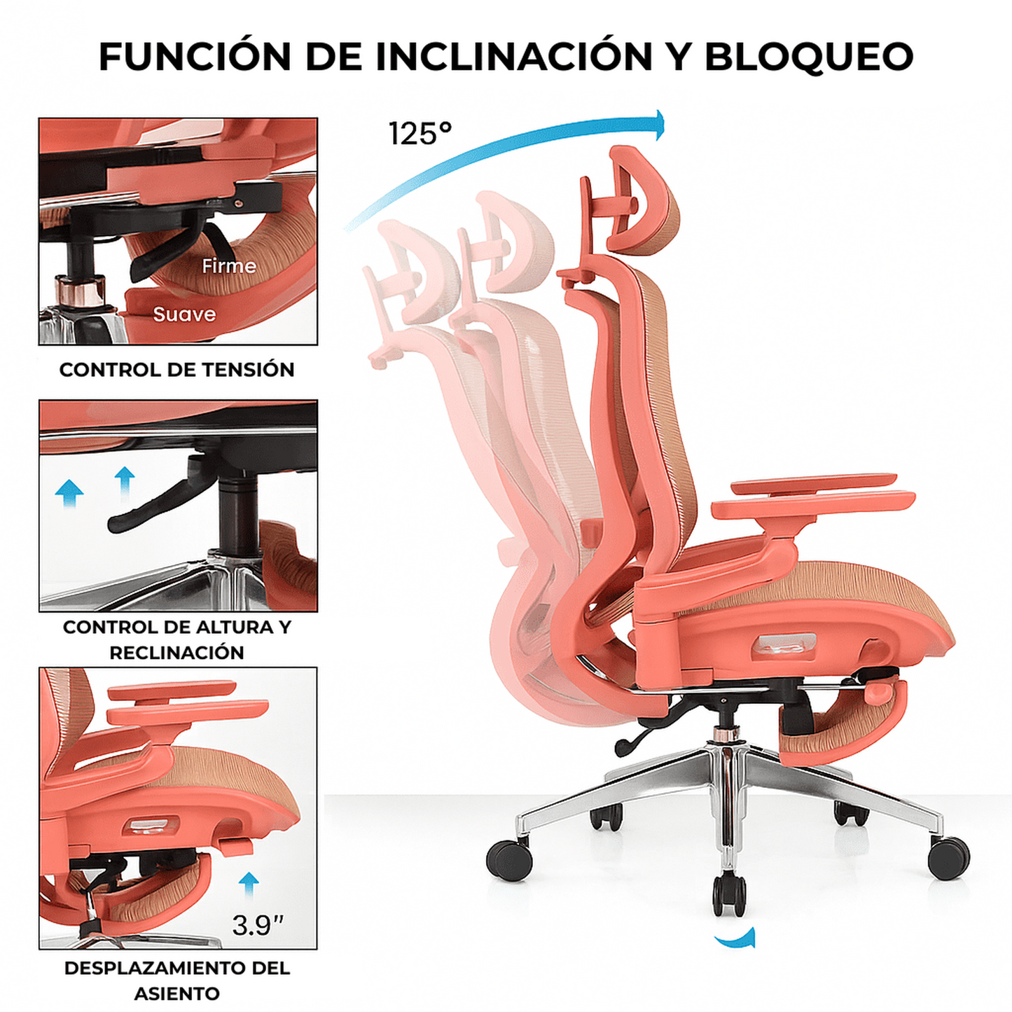 Silla de Oficina Ergonómica Icon-HRMF Plus con Reposapiés