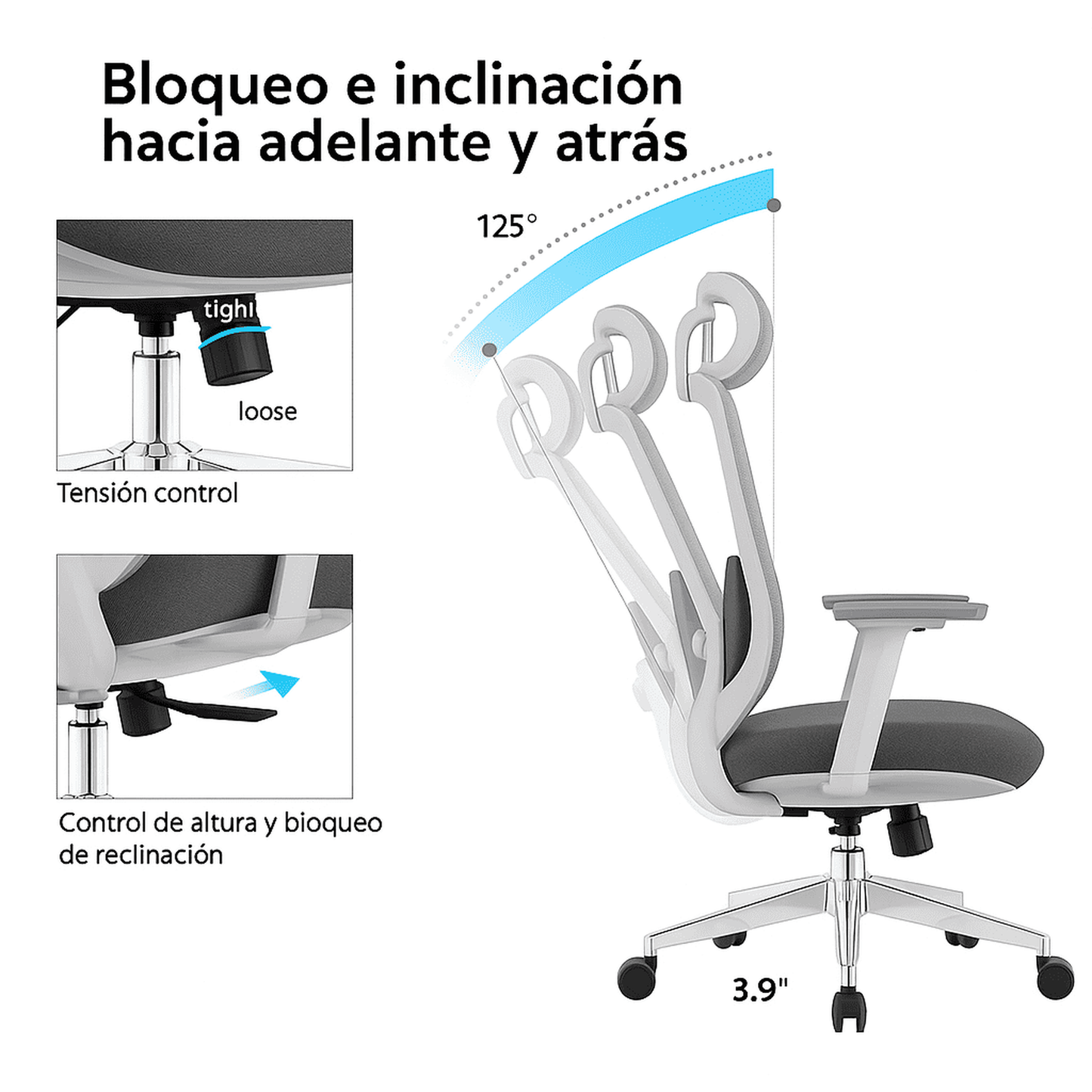 Silla de Oficina Ergonómica Vela-HW con Soporte Lumbar 2D