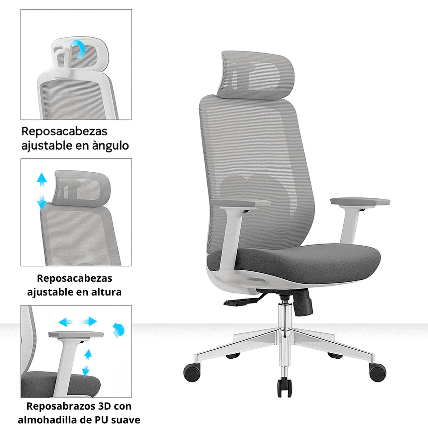 Silla de Oficina Ergonómica Vela-HW con Soporte Lumbar 2D