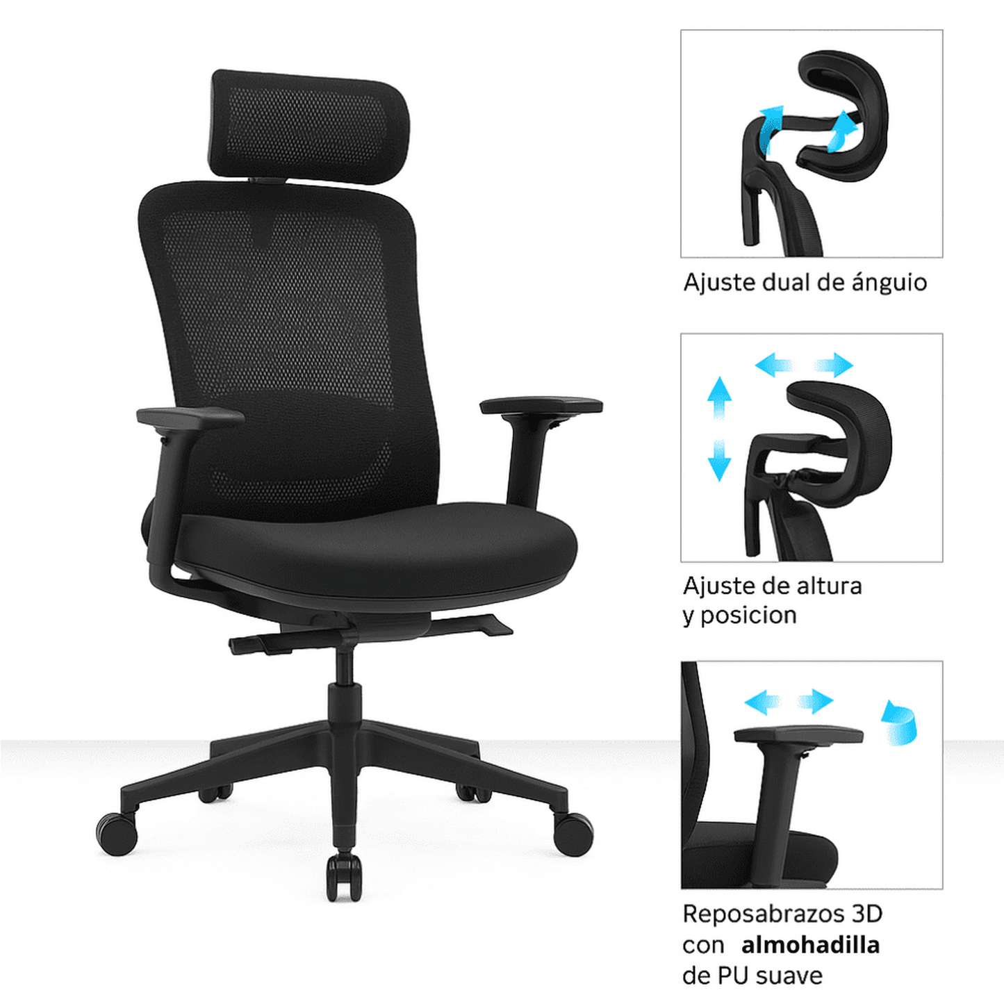 Silla de Oficina Ergonómica Syno-H con Masaje Lumbar Eléctrico