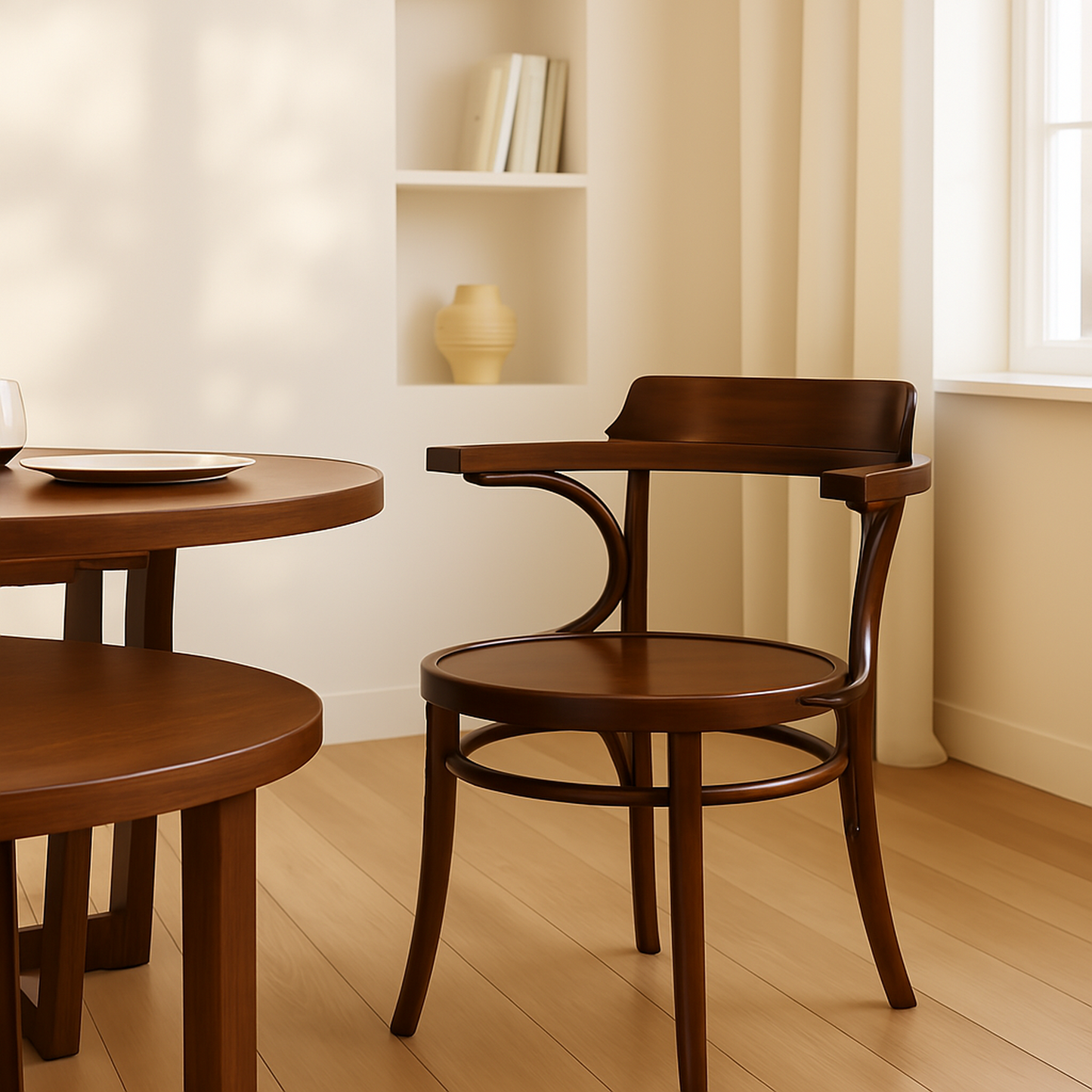 Diseño elegante y clásico, característico en mobiliario de hostelería. Sillas de madera ideales para complementar la decoración de bares y restaurantes.