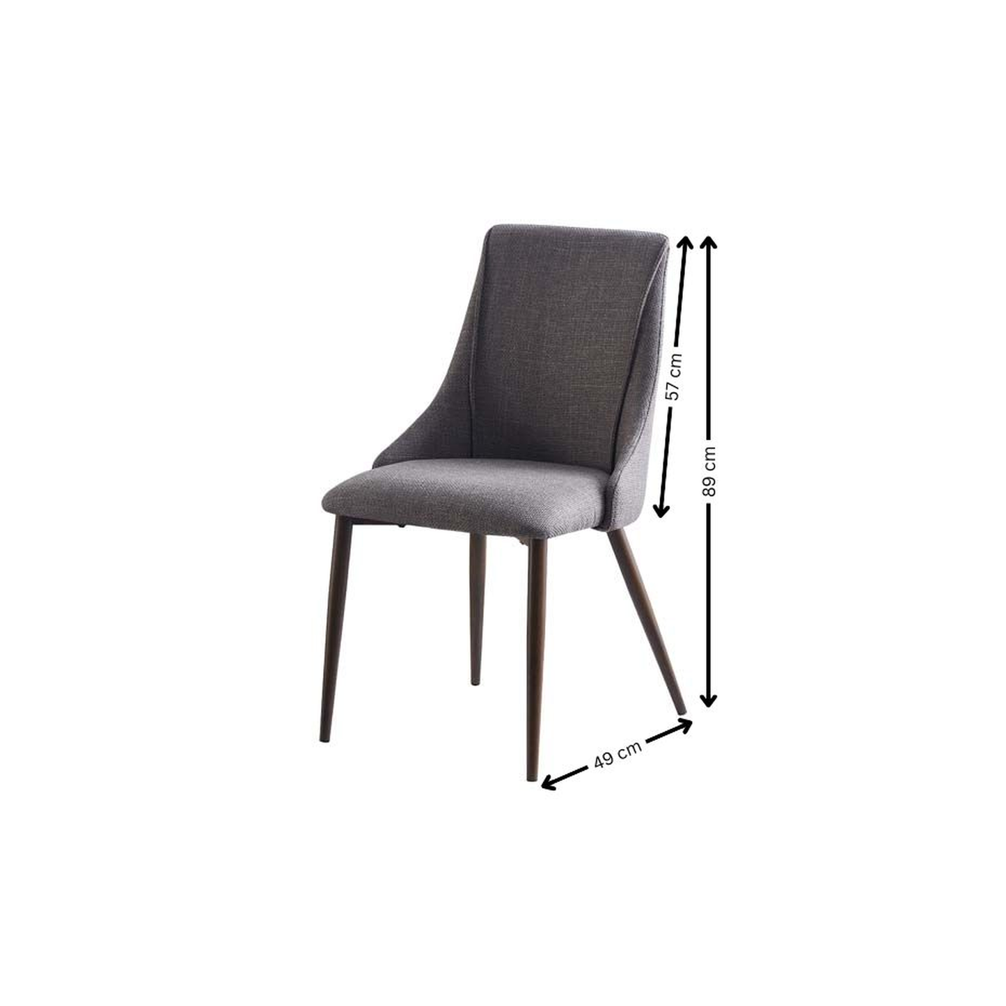 Silla de comedor clásica tapizada en gris oscuro con patas metálicas. Ideal para añadir elegancia y sofisticación a tu comedor. 
