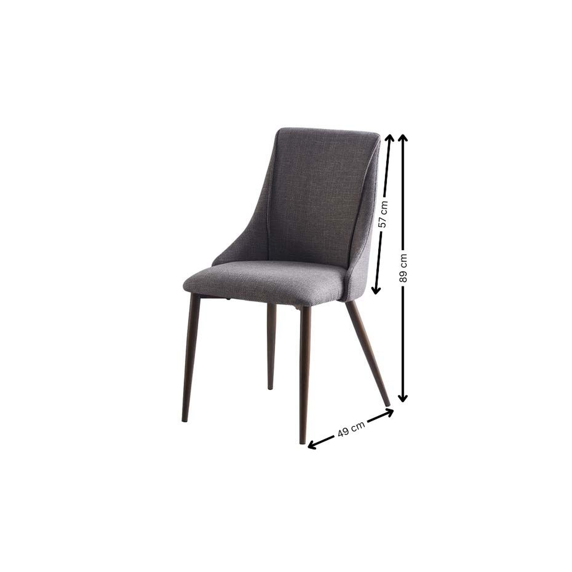 Silla de comedor clásica tapizada en gris oscuro con patas metálicas. Ideal para añadir elegancia y sofisticación a tu comedor. 