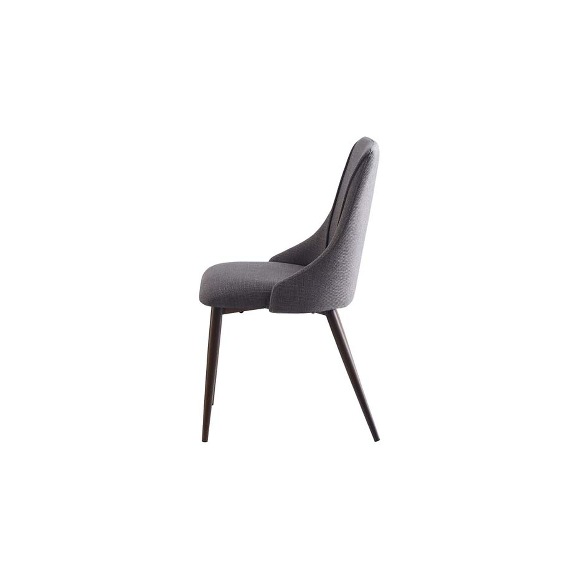 Silla de comedor clásica tapizada en gris oscuro con patas metálicas. Ideal para añadir elegancia y sofisticación a tu comedor. 