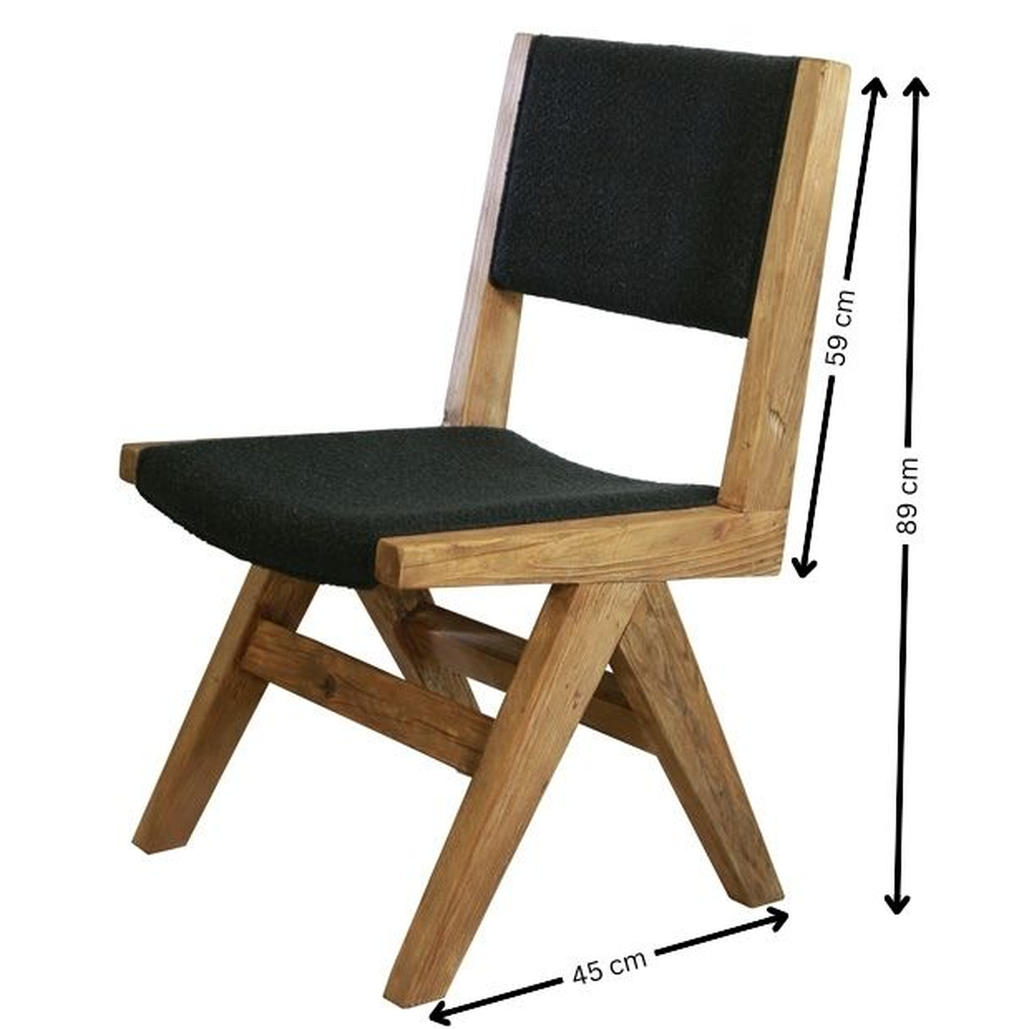 Silla de comedor en madera. Asiento y respaldo tapizado en negro. Combínala con una mesa de la colección LAYATI y crea un comedor atrevido e imponente.