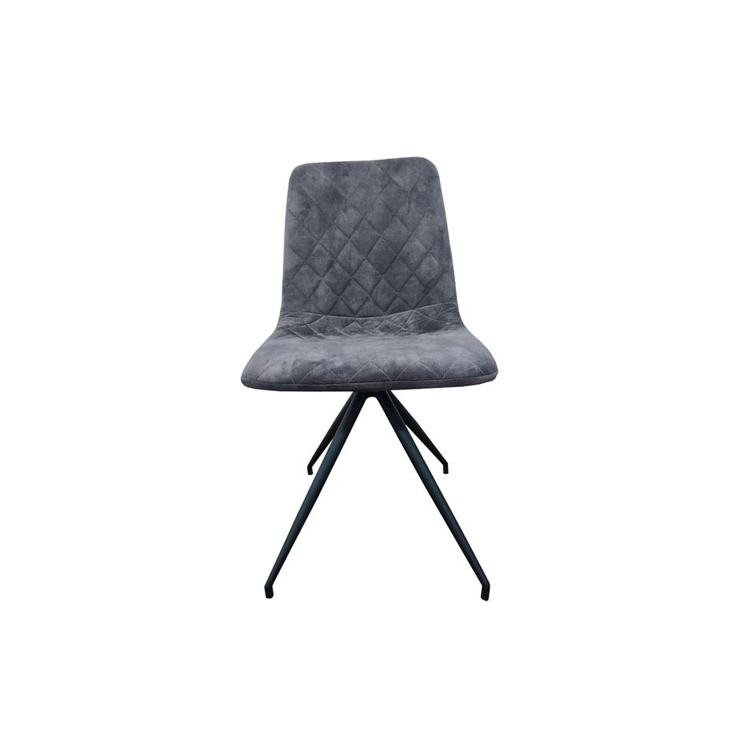 Silla de comedor velvet gris con patas metálicas. Este diseño combina el tacto aterciopelado del asiento con unas patas metálicas en color negro.