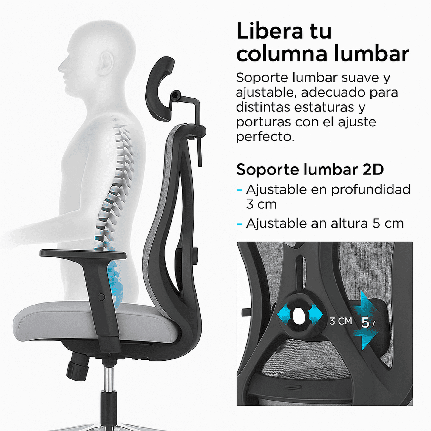 Silla de Oficina Ergonómica Prima-G con Soporte Lumbar Ajustable