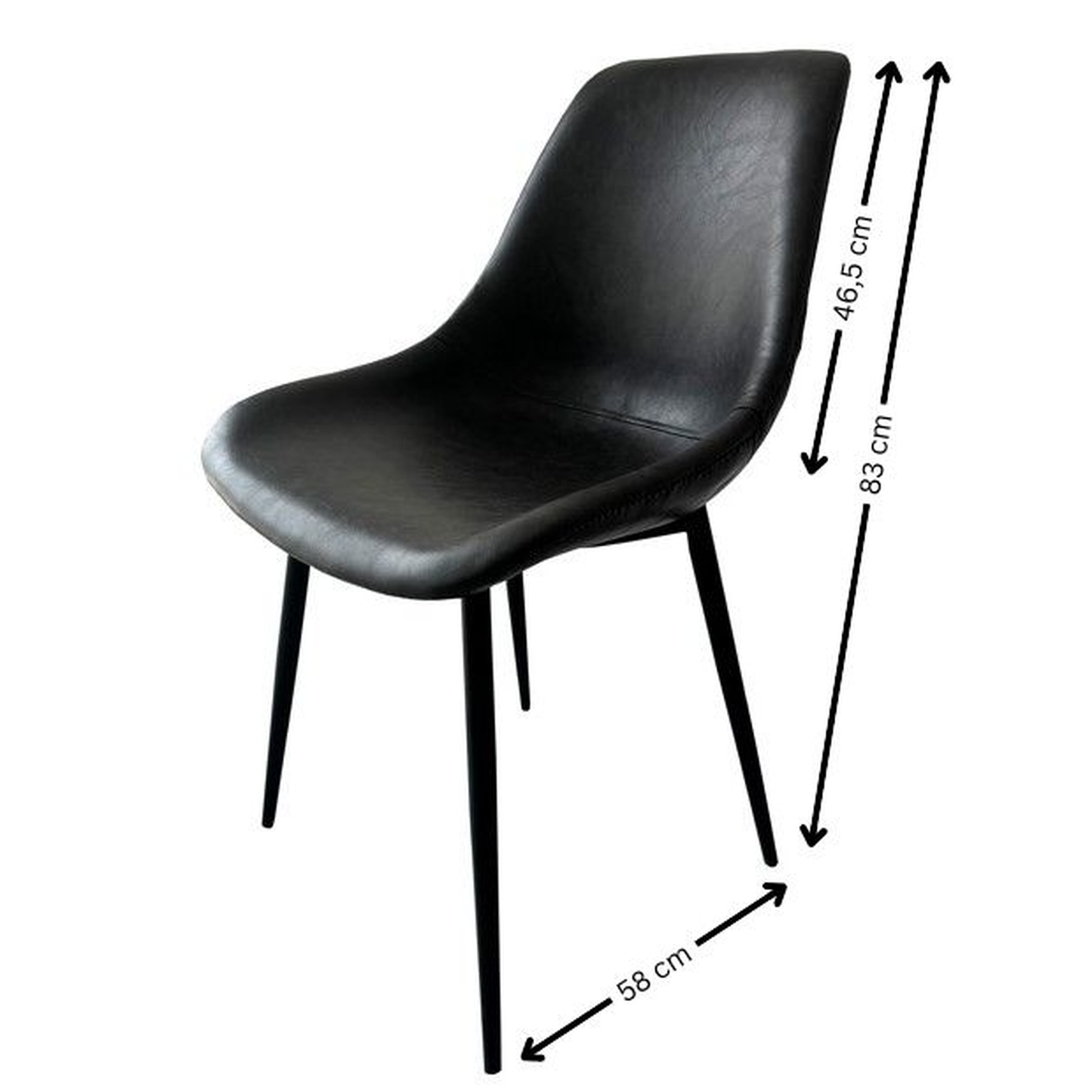 Silla estilo industrial tapizada en polipiel con patas de acero en negro. Estilo vintage industrial capaz de modernizar todas las estancias.