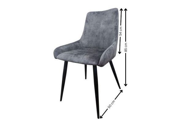 PACK DE 2 SILLAS DE COMEDOR EN TERCIOPELO GRIS - MODELO "OVIEDO"