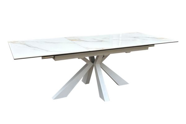 MESA PORCELÁNICA EXTENSIBLE - MODELO "TARTUS" blanca