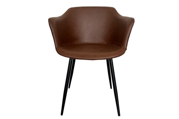 PACK DE 2 SILLAS DE COMEDOR ESTILO INDUSTRIAL POLIPIEL MARRÓN Y ACERO - MODELO "MURCIA"