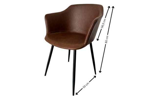 PACK DE 2 SILLAS DE COMEDOR ESTILO INDUSTRIAL POLIPIEL MARRÓN Y ACERO - MODELO "MURCIA"