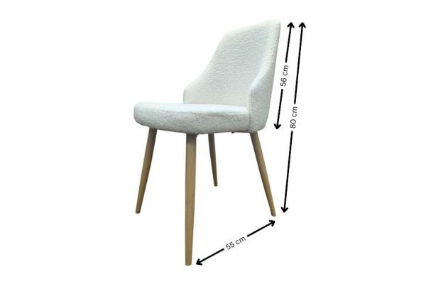 PACK DE 4 SILLAS DE COMEDOR EN BORREGUITO BLANCO - MODELO "CÁDIZ"