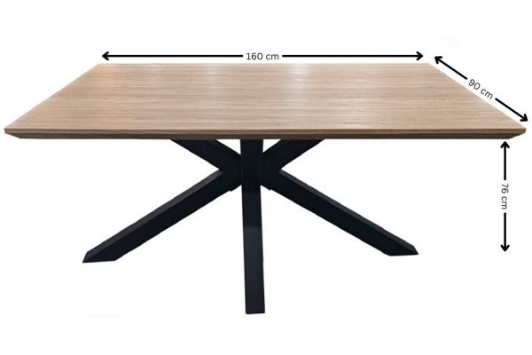 MESA DE COMEDOR RECTANGULAR MADERA CON PATAS METÁLICAS - MODELO "LISBOA"