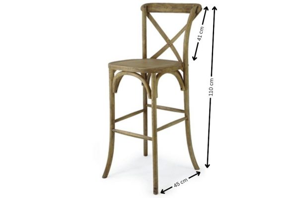 PACK DE 2 TABURETES DE BAR EN MADERA DE OLMO COLOR NOGAL AMERICANO - MODELO "ALCOY"